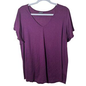 Torrid Women's Burgundy Classic Fit Short Sleeve V-Neck Pullover Tshirt, Size 2